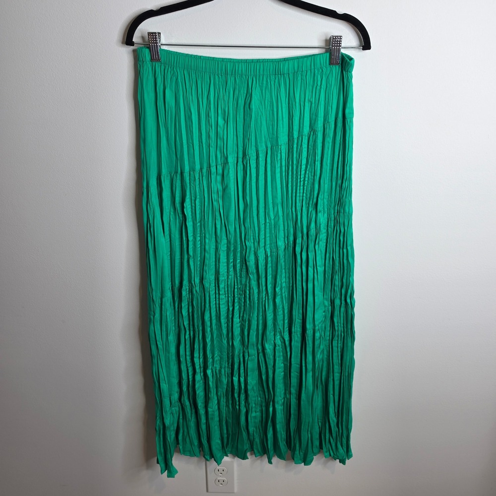 Chico's Crinkle Pleated Maxi Skirt Womens 1 (Medium)